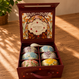 Ceramic Bowl Set - Botanical Glazed 6 Bowls & 6 Spoons Wholesale