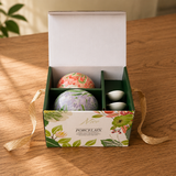 Ceramic Bowl Set - Botanical Glazed 2 Bowls & 2 Spoons - Wholesale
