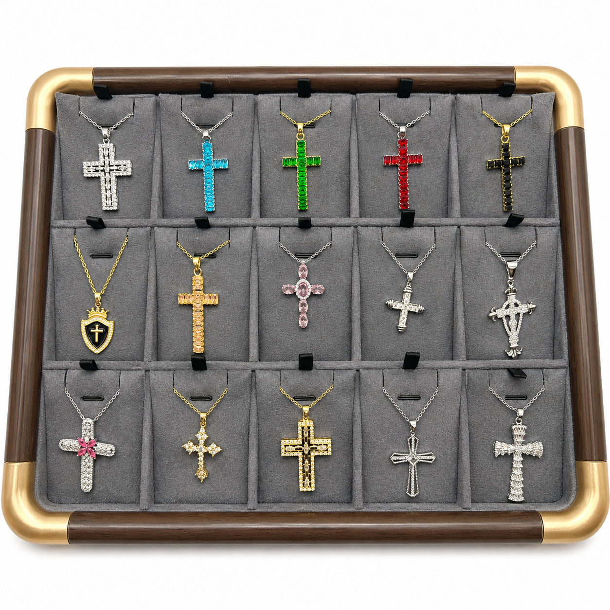 Cross Necklace Set with Display - Wholesale