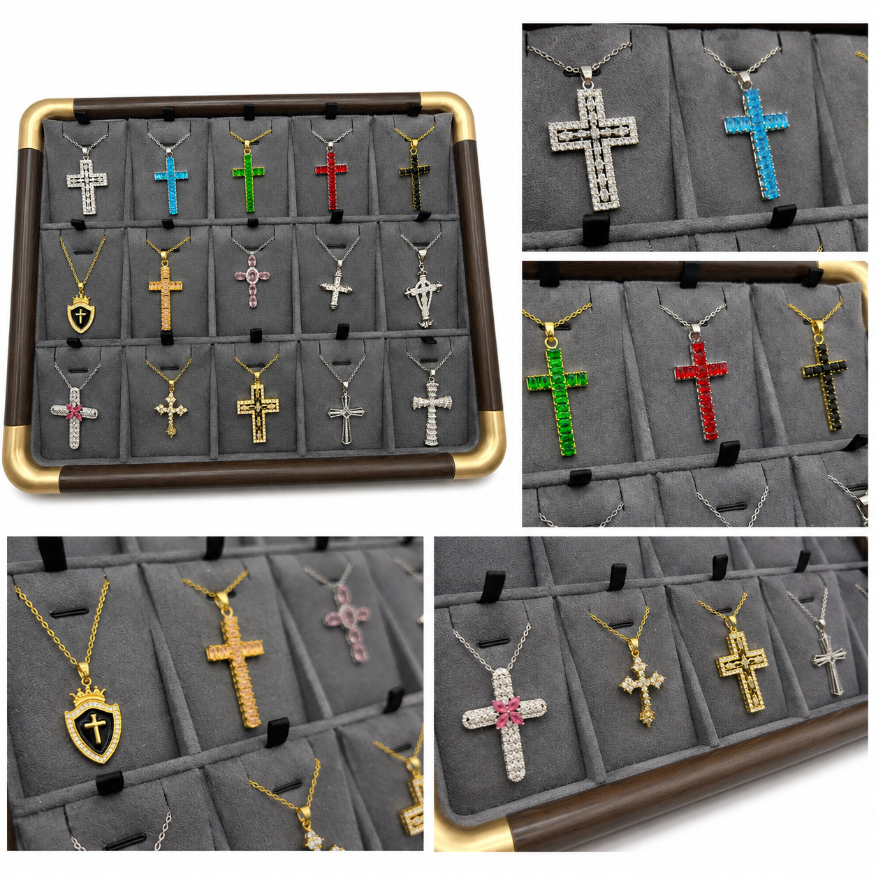 Cross Necklace Set with Display - Wholesale