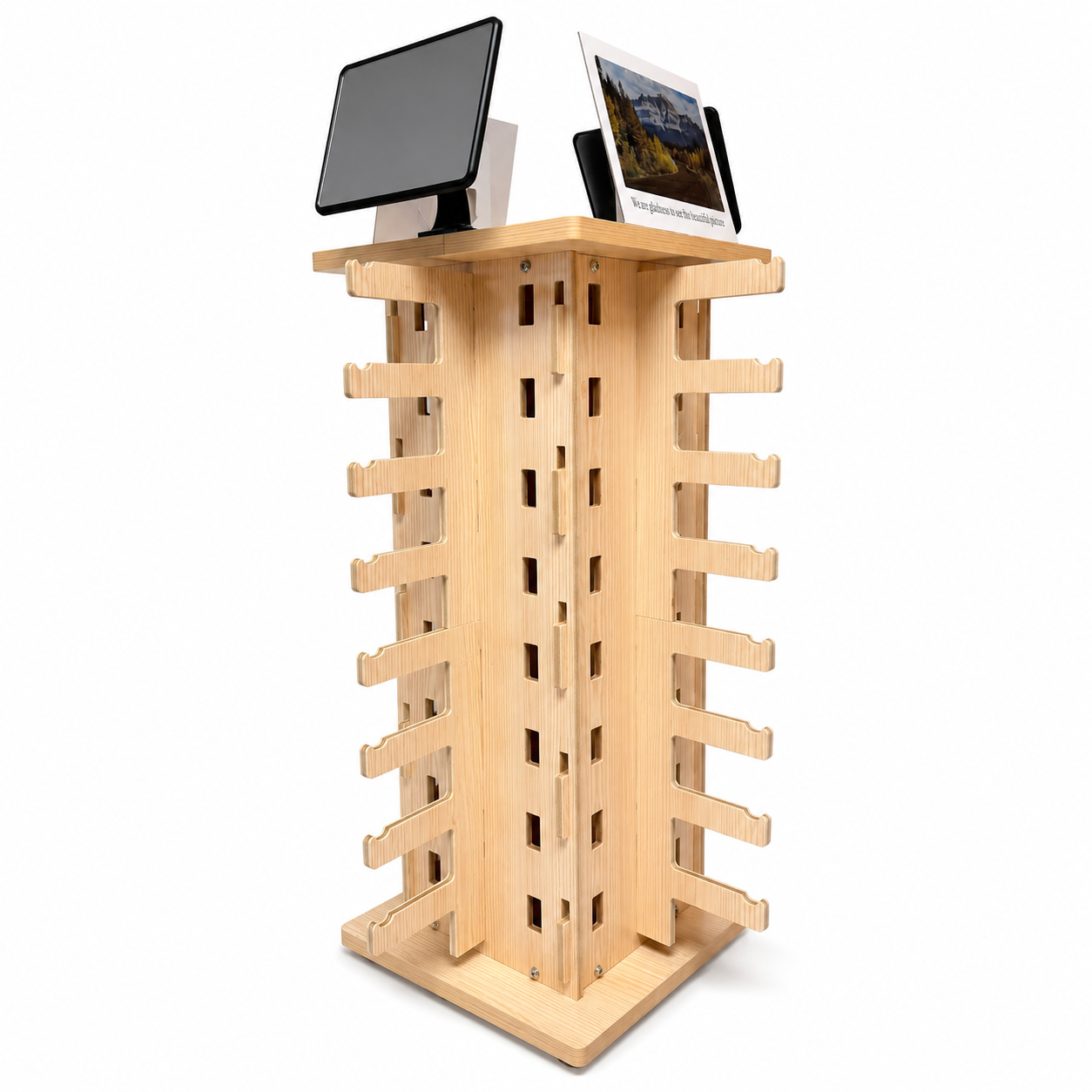Wooden Sunglasses Display Stand - Holds 32 Sunglasses